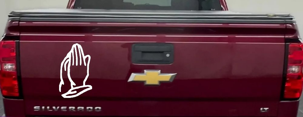Praying Hands Christian Car or Truck Window Vinyl Decal Sticker (White)