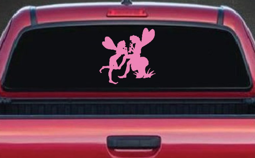 Fairies on Mushroom Car or Truck Window Decal Sticker (Pink)