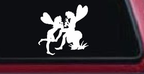 Fairies on Mushroom Car or Truck Window Decal Sticker (White)