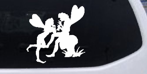 Fairies on Mushroom Car or Truck Window Decal Sticker (White)