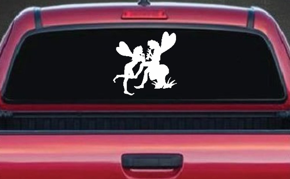 Fairies on Mushroom Car or Truck Window Decal Sticker (White)
