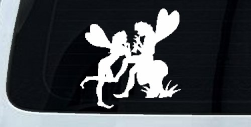 Fairies on Mushroom Car or Truck Window Decal Sticker (White)