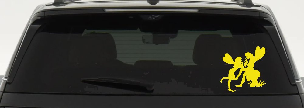 Fairies on Mushroom Car or Truck Window Decal Sticker (Yellow)