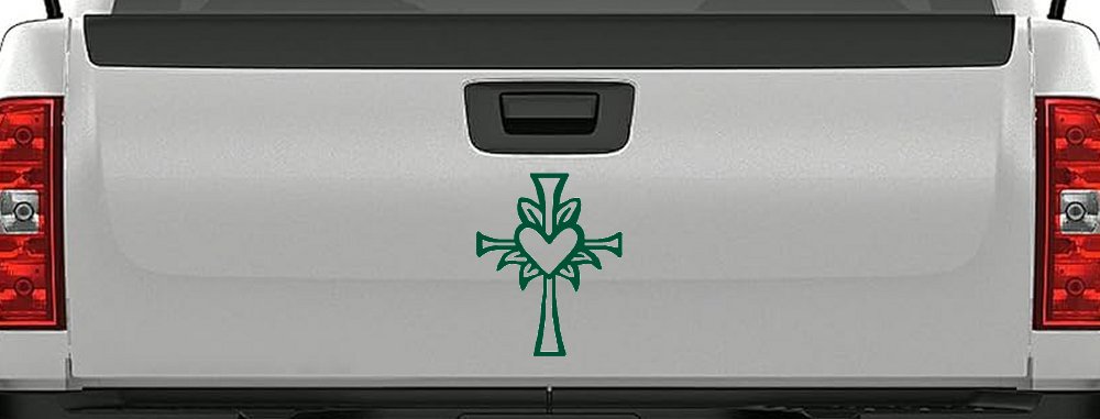 Cross with Heart in middle Christian Car or Truck Window Decal Sticker