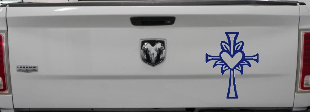 Cross with Heart in middle Christian Car or Truck Window Decal Sticker