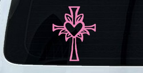 Cross with Heart in middle Christian Car or Truck Window Decal Sticker