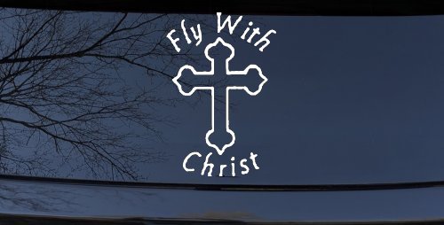 Fly With Jesus Christ Cross Christian Car or Truck Window Decal Sticker