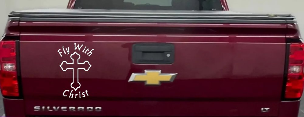 Fly With Jesus Christ Cross Christian Car or Truck Window Vinyl Decal Sticker (White)