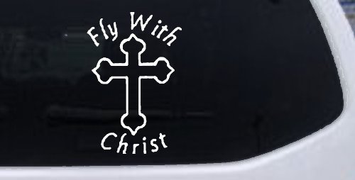 Fly With Jesus Christ Cross Christian Car or Truck Window Decal Sticker