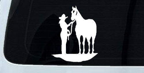 Cowgirl with Horse Western Farm or Rodeo Car or Truck Window Decal Sticker (White)