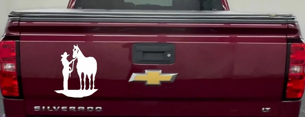 Cowgirl with Horse Western Farm or Rodeo Car or Truck Window Decal Sticker (White)