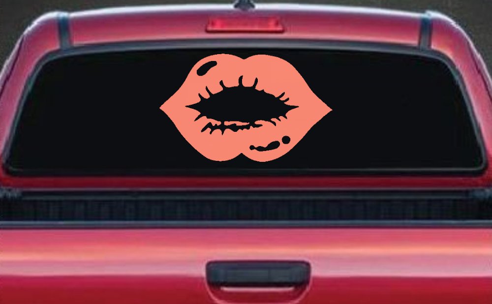 Women or Girl Lips Car or Truck Window Decal Sticker (Coral)