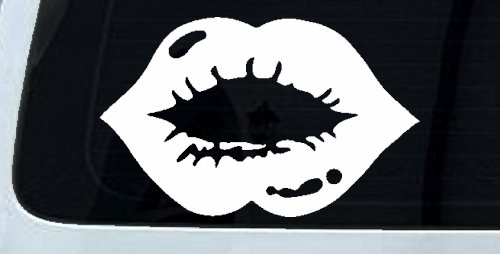 Women or Girl Lips Car or Truck Window Decal Sticker (White)