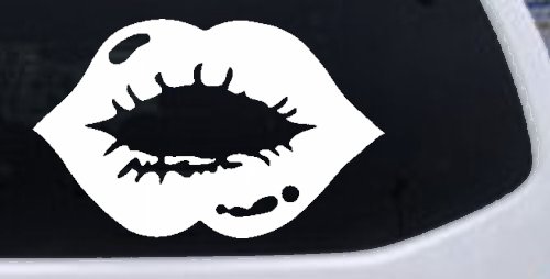 Women or Girl Lips Car or Truck Window Decal Sticker (White)