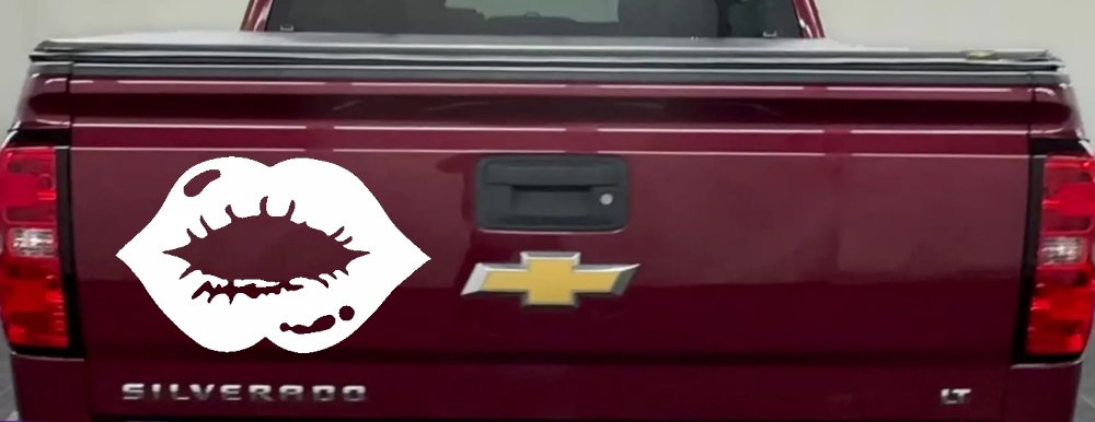 Women or Girl Lips Car or Truck Window Decal Sticker (White)