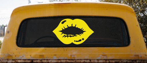 Women or Girl Lips Car or Truck Window Decal Sticker (Yellow)