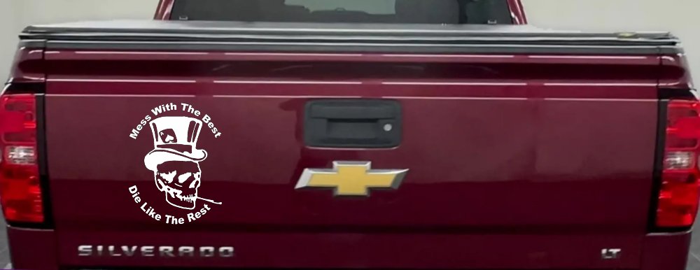 Mess With The Best Die Like The Rest Skull Biker Car or Truck Window Decal Sticker