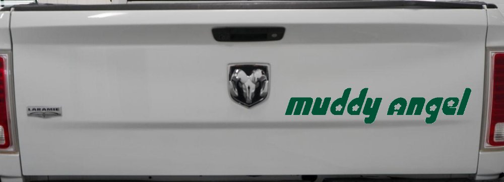 Muddy Angel Off Road Car or Truck Window Decal Sticker (Dark Green)
