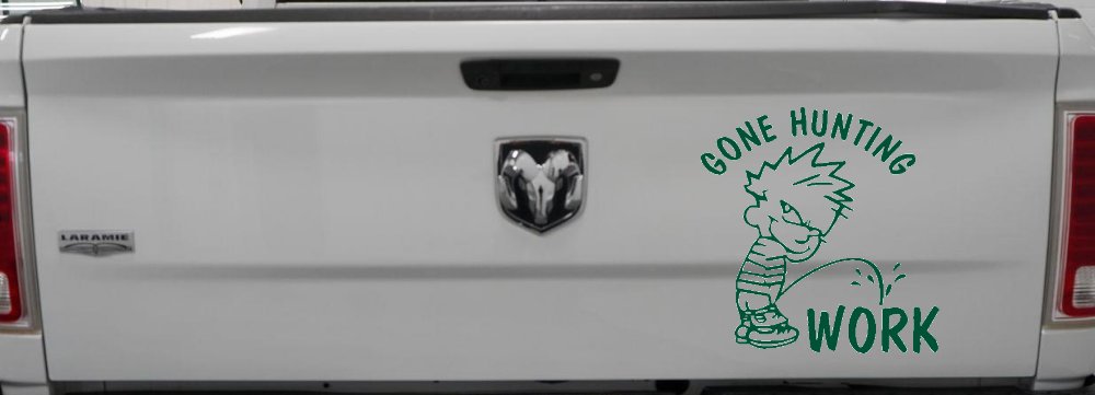 Gone Hunting Pee on Work Car or Truck Window Decal Sticker