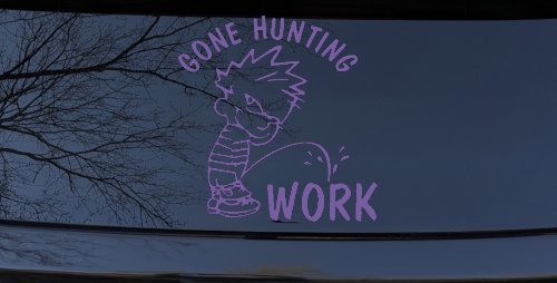 Gone Hunting Pee on Work Car or Truck Window Decal Sticker (Purple)