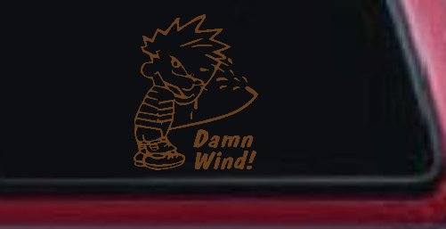 Funny Damn Wind Pee Ons Car or Truck Window Decal Sticker (Copper)