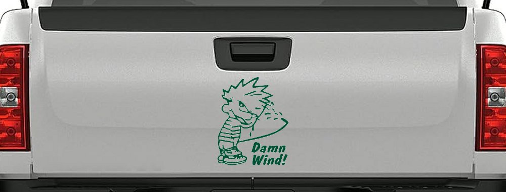 Funny Damn Wind Pee Ons Car or Truck Window Decal Sticker (Dark Green)