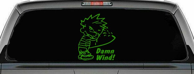 Funny Damn Wind Pee Ons Car or Truck Window Decal Sticker (Lime)