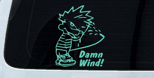 Funny Damn Wind Pee Ons Car or Truck Window Decal Sticker (Mint)