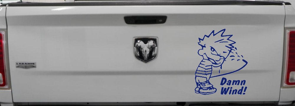 Funny Damn Wind Pee Ons Car or Truck Window Decal Sticker (Navy)