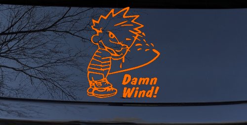 Funny Damn Wind Pee Ons Car or Truck Window Decal Sticker (Orange)