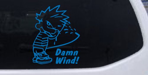 Funny Damn Wind Pee Ons Car or Truck Window Decal Sticker (Sky Blue)