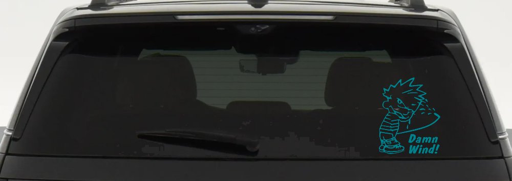 Funny Damn Wind Pee Ons Car or Truck Window Decal Sticker (Turquoise Blue)