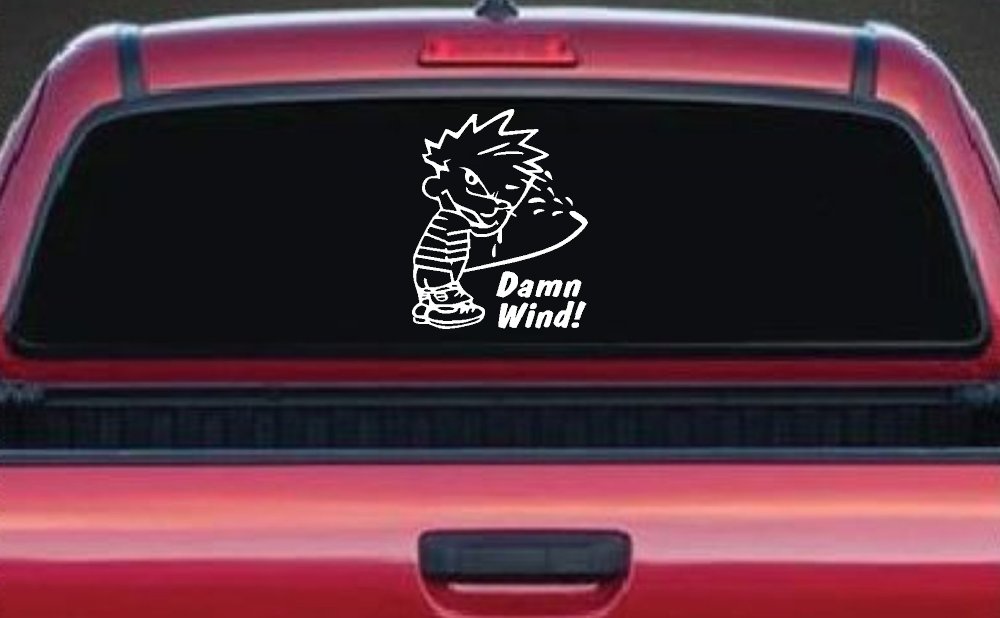 Funny Damn Wind Pee Ons Car or Truck Window Decal Sticker (White)