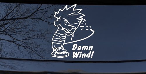 Funny Damn Wind Pee Ons Car or Truck Window Decal Sticker (White)