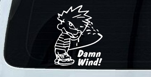 Funny Damn Wind Pee Ons Car or Truck Window Decal Sticker (White)