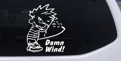 Funny Damn Wind Pee Ons Car or Truck Window Decal Sticker (White)