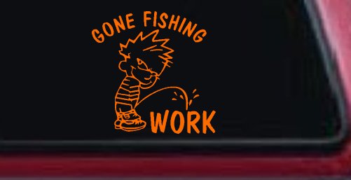 Gone Fishing Pee on Work Car or Truck Window Decal Sticker