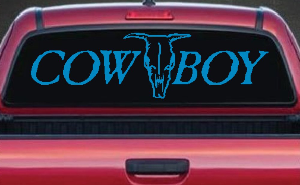 Cowboy With Bull Skull Western Car or Truck Window Decal Sticker