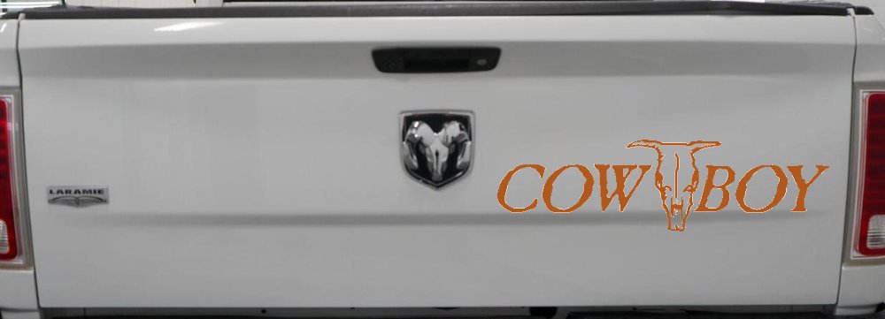 Cowboy With Bull Skull Western Car or Truck Window Decal Sticker (Nut Brown)