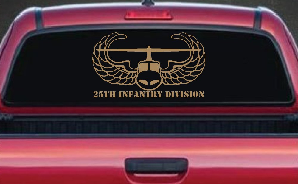 25th Infantry Division Airborne Air Assault Helicopter Car or Truck Window Decal Sticker (Light Brown)
