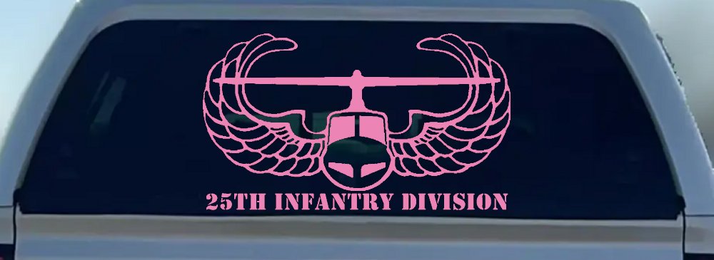 25th Infantry Division Airborne Air Assault Helicopter Car or Truck Window Decal Sticker (Pink)