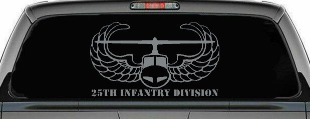 25th Infantry Division Airborne Air Assault Helicopter Car or Truck Window Decal Sticker (Telegrey)