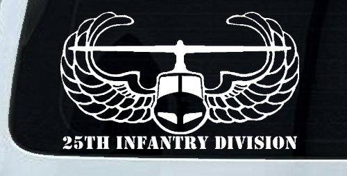 25th Infantry Division Airborne Air Assault Helicopter Car or Truck Window Decal Sticker (White)