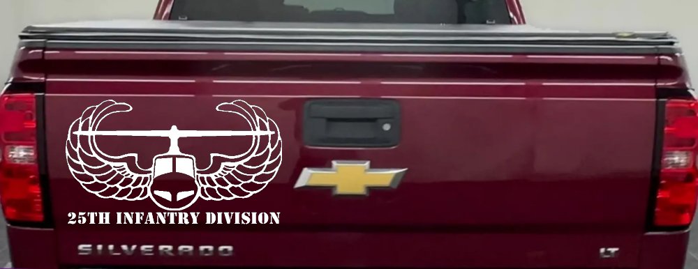 25th Infantry Division Airborne Air Assault Helicopter Car or Truck Window Decal Sticker (White)