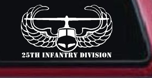 25th Infantry Division Airborne Air Assault Helicopter Car or Truck Window Decal Sticker (White)