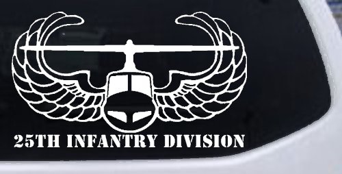 25th Infantry Division Airborne Air Assault Helicopter Car or Truck Window Decal Sticker (White)