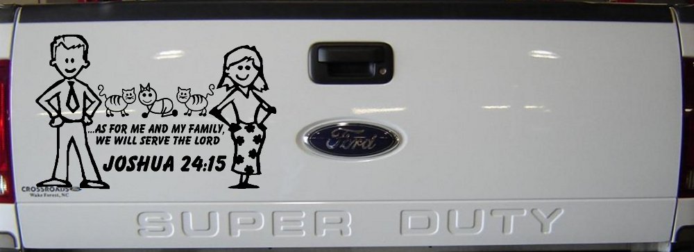 Stick Family JOSHUA 24:15 Car or Truck Window Decal Sticker (Black)