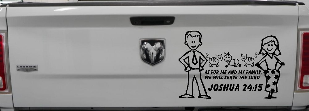 Stick Family JOSHUA 24:15 Car or Truck Window Decal Sticker (Black)