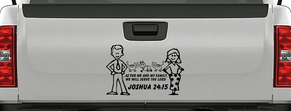 Stick Family JOSHUA 24:15 Car or Truck Window Decal Sticker (Black)