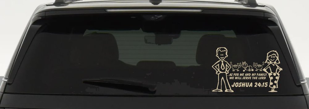 Stick Family JOSHUA 24:15 Car or Truck Window Decal Sticker